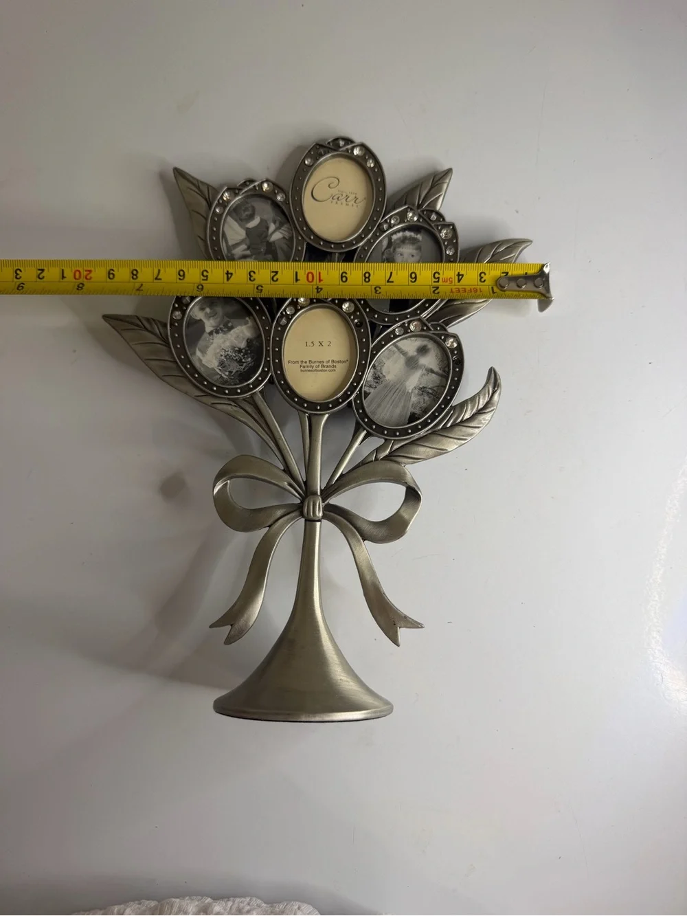 Carr Silver Tone Floral Bouquet 5 Opening Picture Frame Tabletop Decor